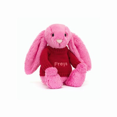 Jellycat Bashful Hot Pink Bunny with Red Jumper Australia | 293086RDB